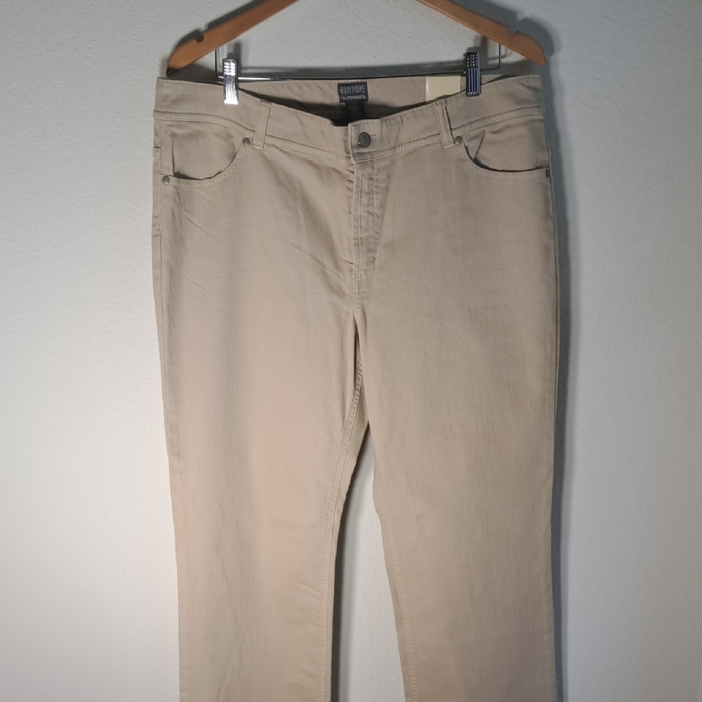 Chico’s Jeans Vintage Additions NWT Hi Def Lustrous Regular Khaki Pocket Size 16